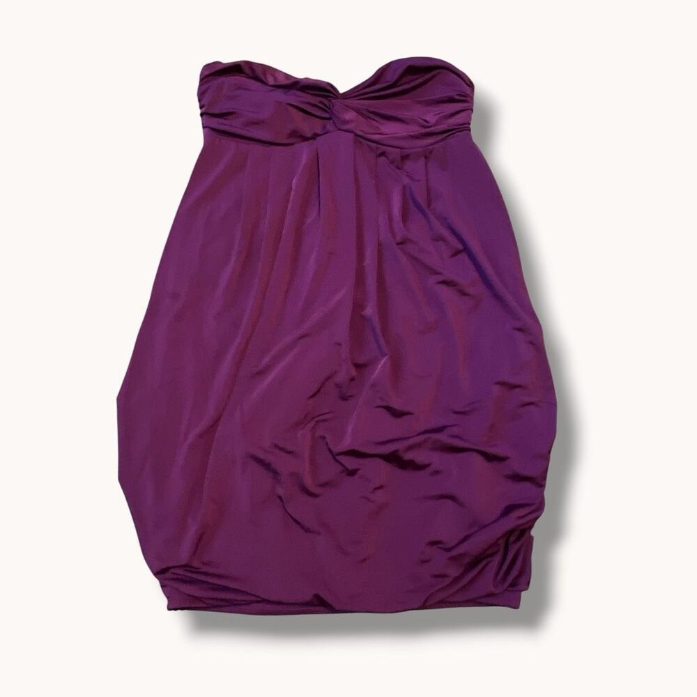 Studio Y Purple Strapless Sweetheart Ruched Bubble Mini Dress Small